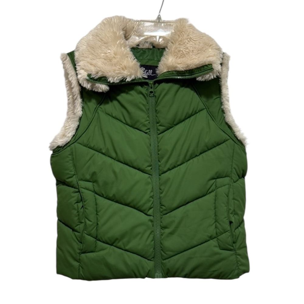 Big Chill Green Vest with Faux Fur Collar